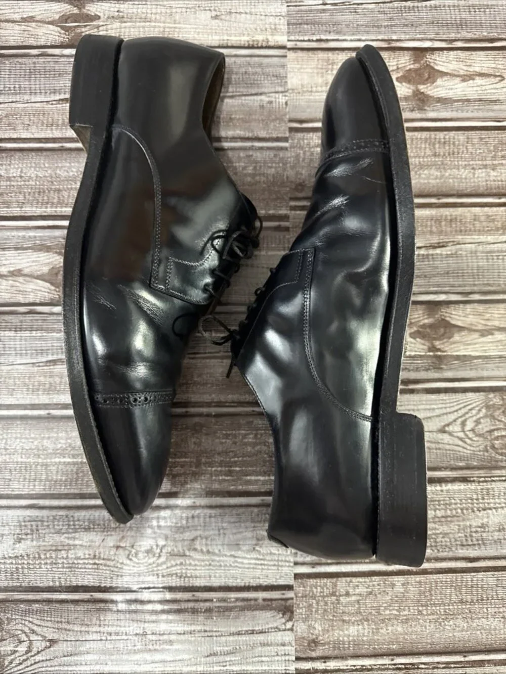 Brooks Brothers Golden Fleece Cap Toe Dress Shoes Sz 11.5 D Black Made in Italy